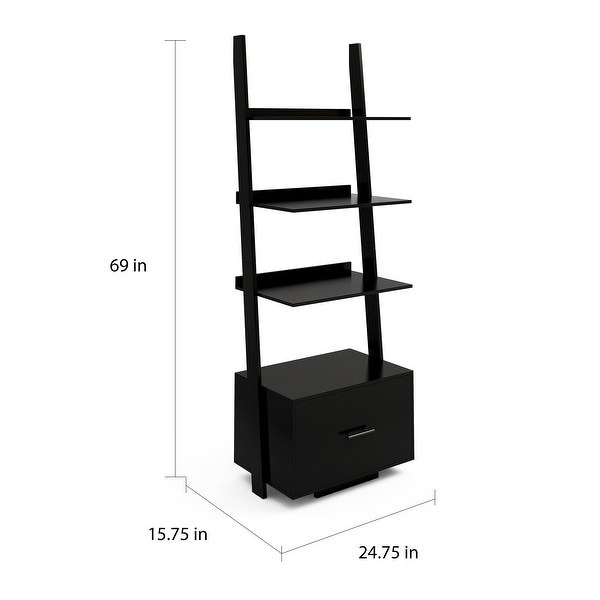 Copper Grove Helena Ladder Bookcase with File Drawer