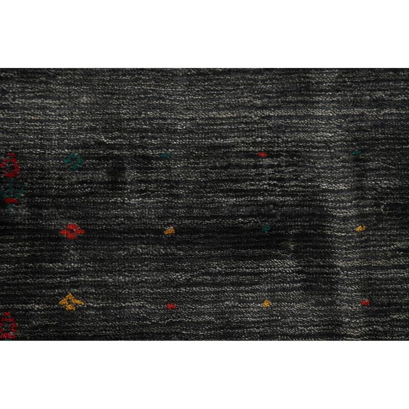 Grey Tribal Gabbeh Oriental Area Rug Hand-Knotted Wool Carpet - 7'10" x 9'9"