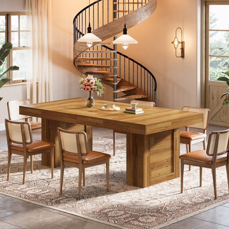 63'' Large Dining Table for 6, Rectangle Wooden Kitchen Table for Dining Room, Family Meals, Banquets & Dinner Parties