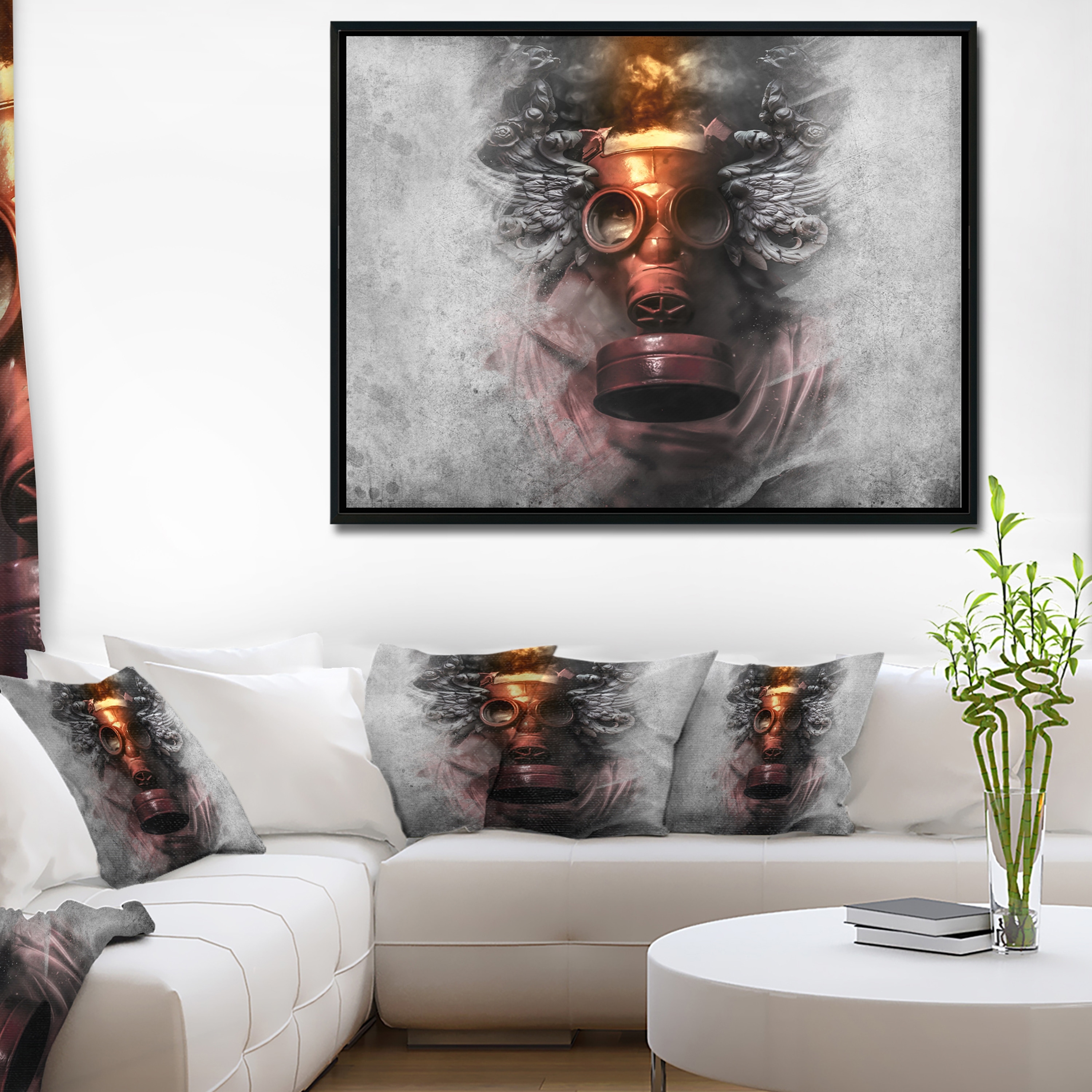 Designart Toxic Man In Mask Abstract Portrait Framed Canvas Print Overstock 18952934