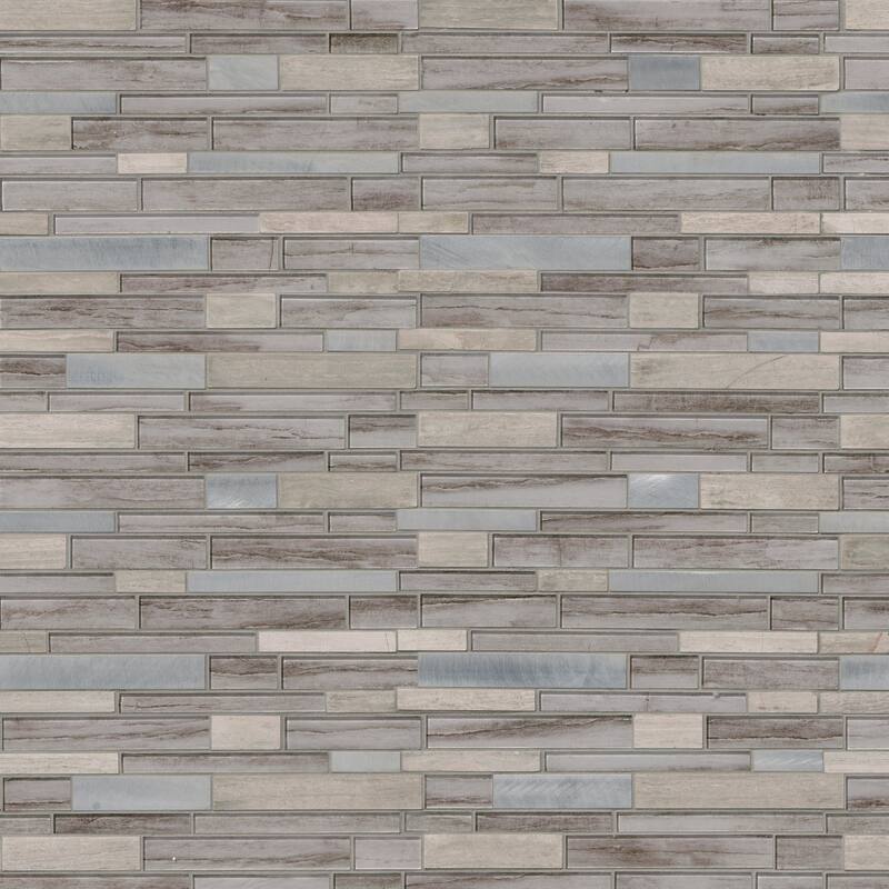 Ackland AKM-SGM-12X12ILX-CA 12" x 12" Glass and Metal and Stone Linear - Belfort Taupe