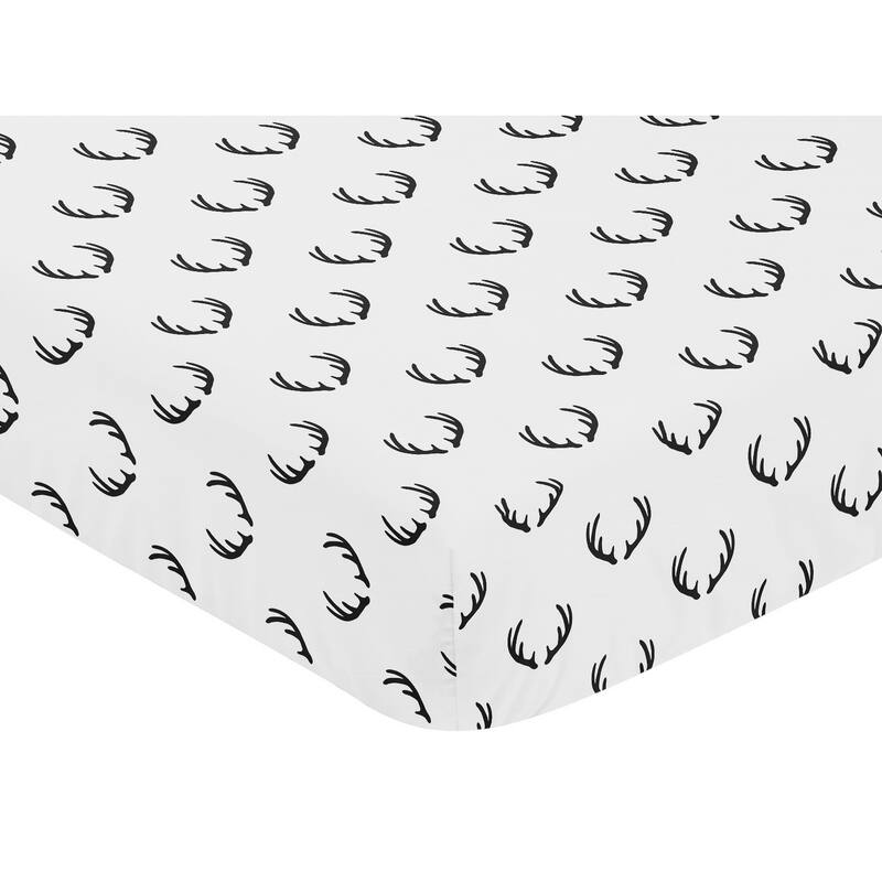 Sweet Jojo Designs Black and White Rustic Deer Woodland Camo Collection Fitted Crib Sheet