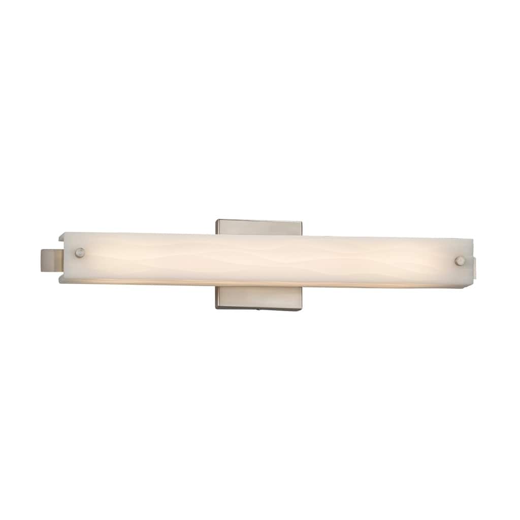 Porcelina Edge 23-inch Brushed Nickel ADA LED Wall/ Bath Bar, Waves Shade - Brushed Nickel