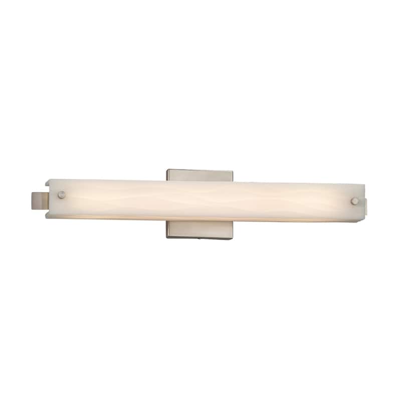 Porcelina Edge 23-inch Brushed Nickel ADA LED Wall/ Bath Bar, Waves Shade - Brushed Nickel