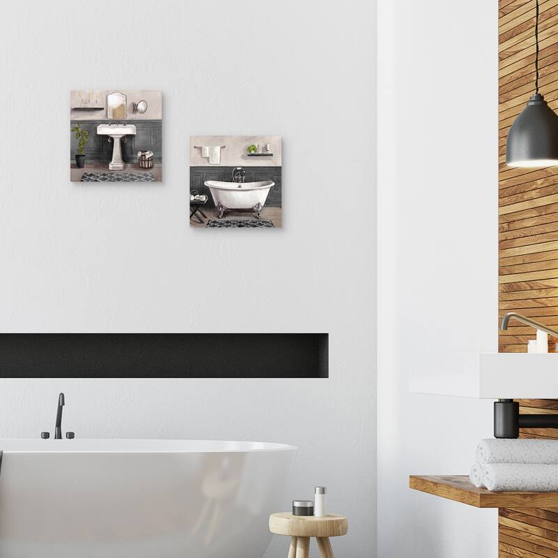 Serene Bath I Black & White, Serene Bath II Black & White by Bannarot Canvas Art Prints