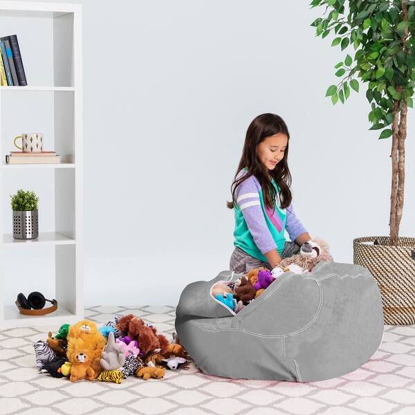 Kids' Stuffed Animal Storage Bean Bag Chair Cover or Toy Organizer On
