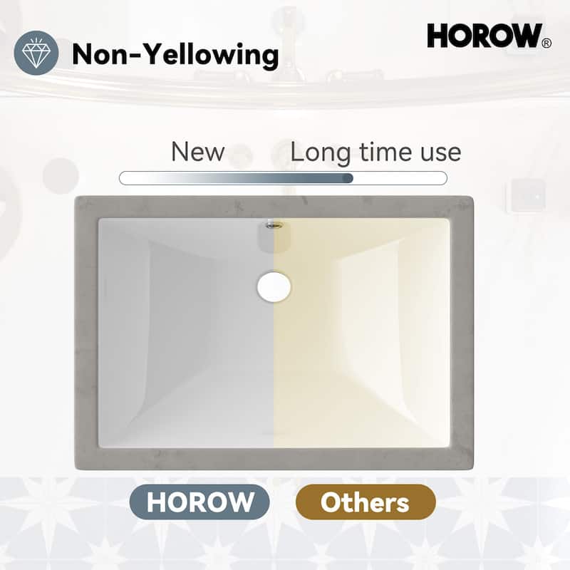 HOROW 23.6 in. Rectangular Undermount Glazed Ceramic Bathroom Sink in White with Integrated Overflow