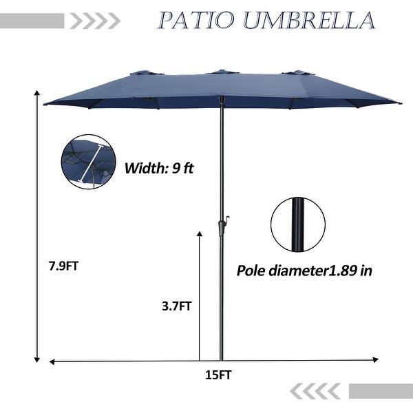 dimension image slide 2 of 5, Ainfox 15Ft Patio Umbrella with Crank Without Base