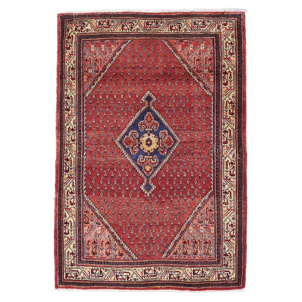 ECARPETGALLERY Hand-knotted Andelz Red Wool Rug - 3'8 x 5'4
