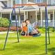preview thumbnail 2 of 3, Iron with round swing blue children's swing set - Metal