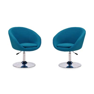 Manhattan Comfort Hopper Chrome Faux Leather Adjustable Height Chair (Set of 2)