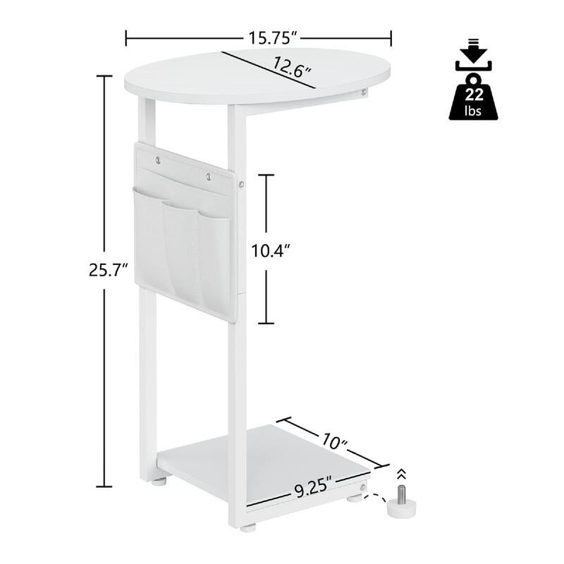 C Shaped End Table - 15.7"D x 12.6"W x 25.6"H