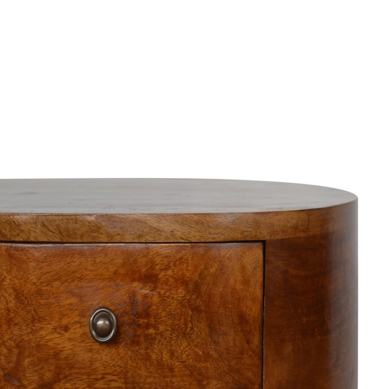 Mid-Century Modern Wood Rounded Coffee Table With Strong Legs