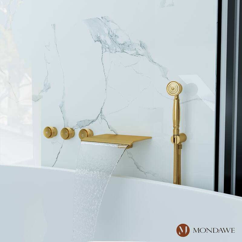 3-Handle Waterfall Wide-Spray High Pressure Tub and Shower Faucet