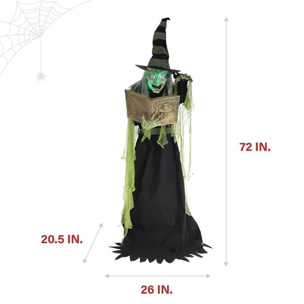 Haunted Hill Farm 6-Ft. Tall Motion-Activated Enchantress Witch, Premium Talking Halloween Animatronic, Plug-In