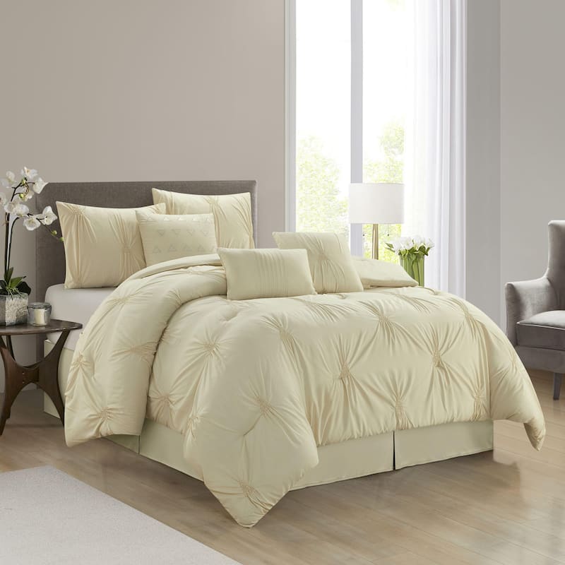 Nanshing Agathe 7 Piece Pintuck Comforter Set - Beige - California King