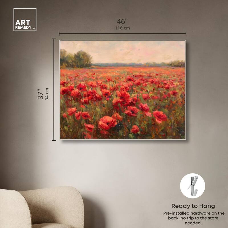 Sea of Red Poppies II Canvas by Art Remedy