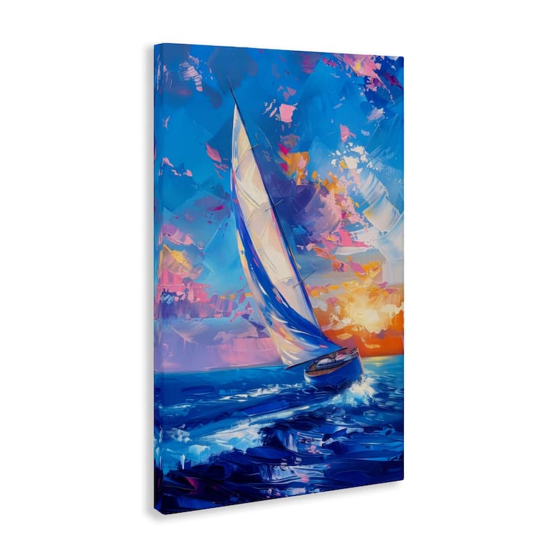 Stupell Abstract Boat at Sunset Canvas Wall Art Design By LSR Design Studio