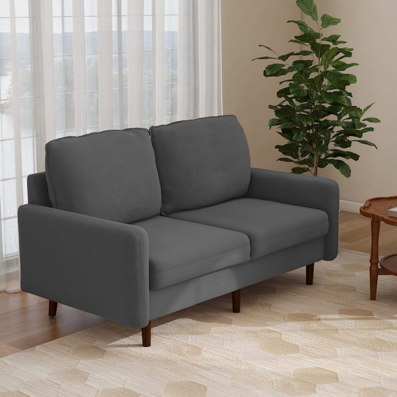 Velvet Loveseat Sofa With Wood Legs