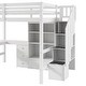 preview thumbnail 16 of 16, Full Size Loft Bed with L-Shaped Desk and Drawers, Cabinet and Storage Staircase, Gray