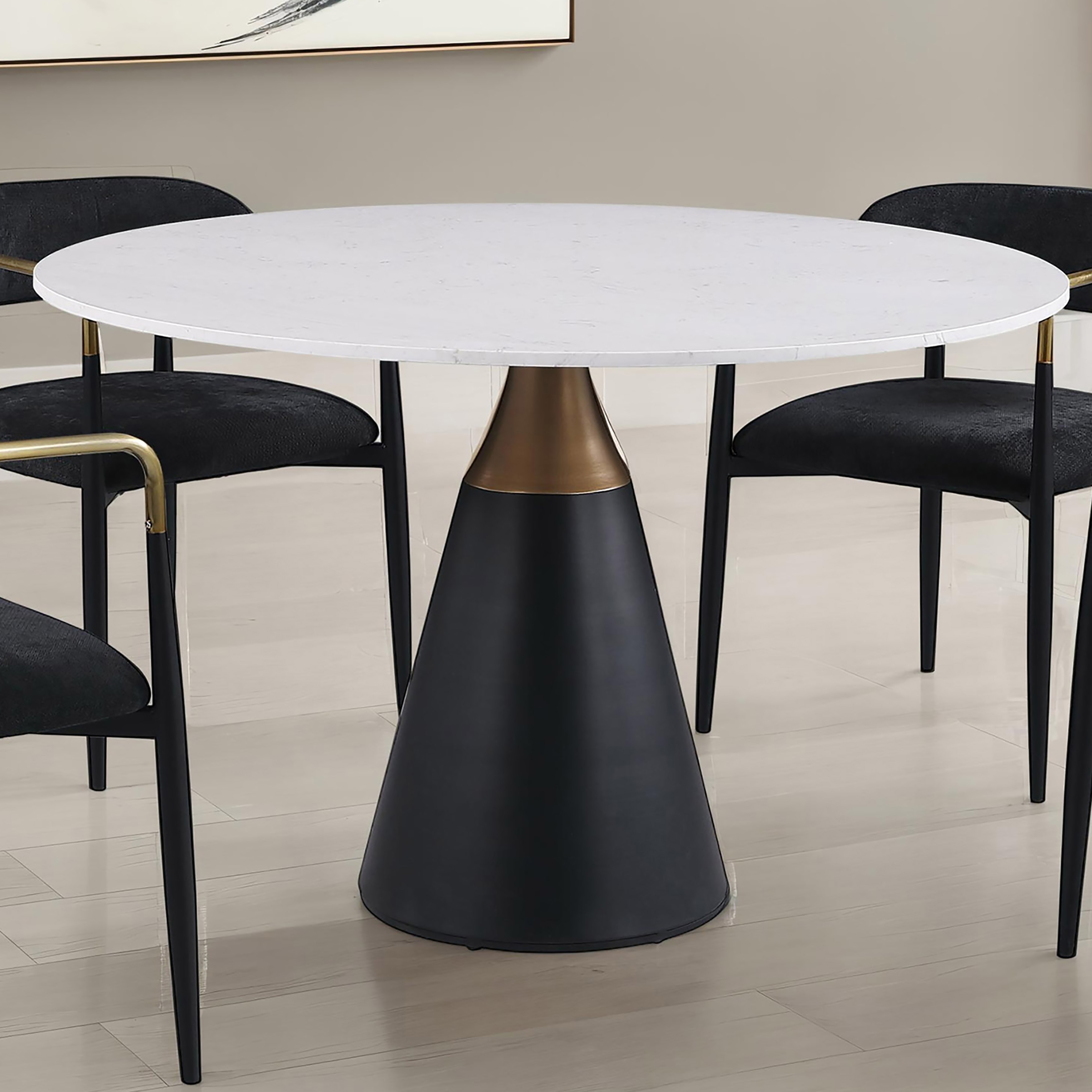 Furniture of America Darcy Modern Black Metal Round Dining Table with Removable Game Surface Mat