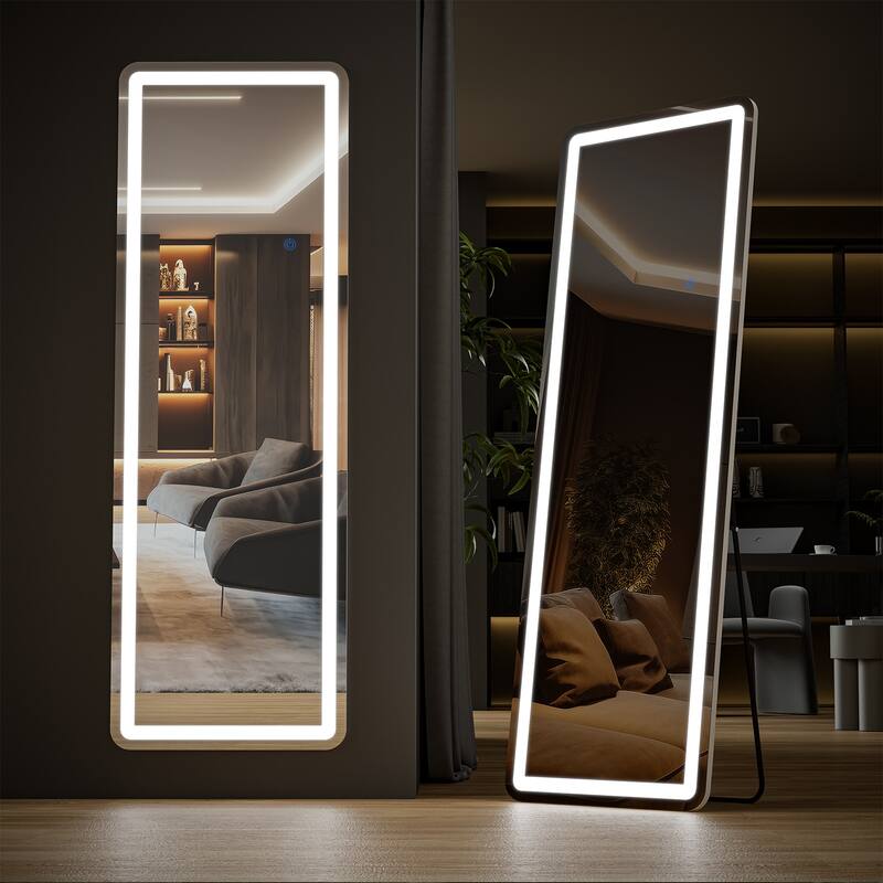 LED full-length mirror and adjustable touch sensor - 60*16 - White