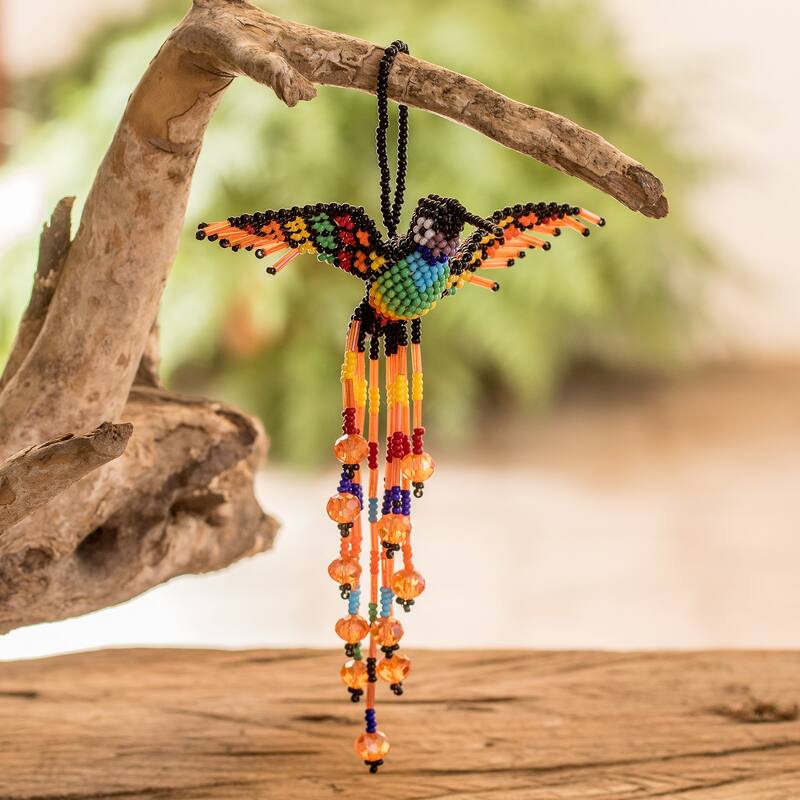 Novica Handmade Hummingbird Waterfall Beaded Home Accent