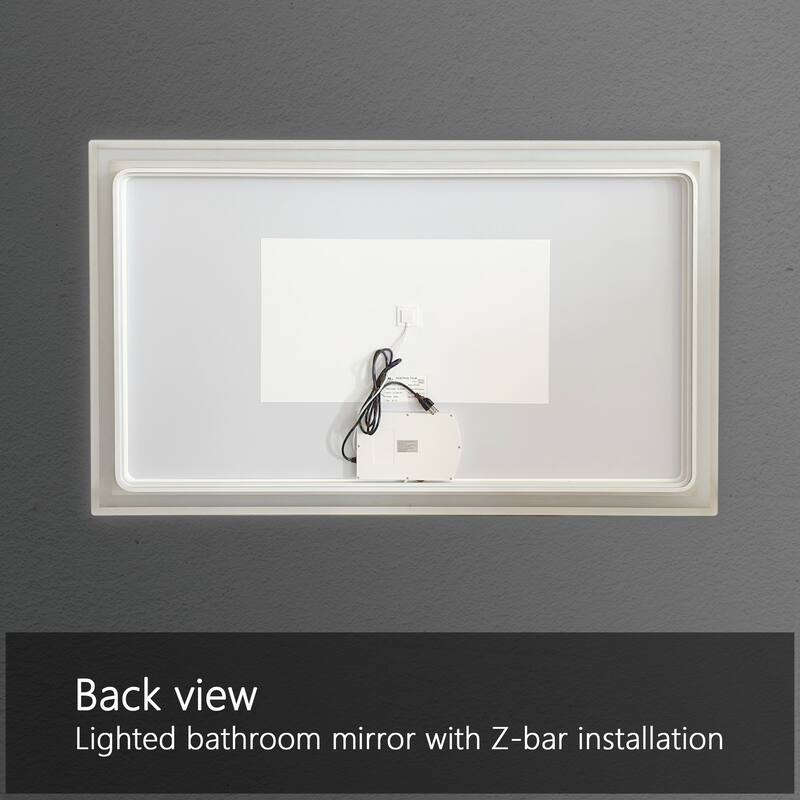 Wall Mounted Bathroom Rectangle Front And Back light LED Mirror With Anti Fog And Dimmable