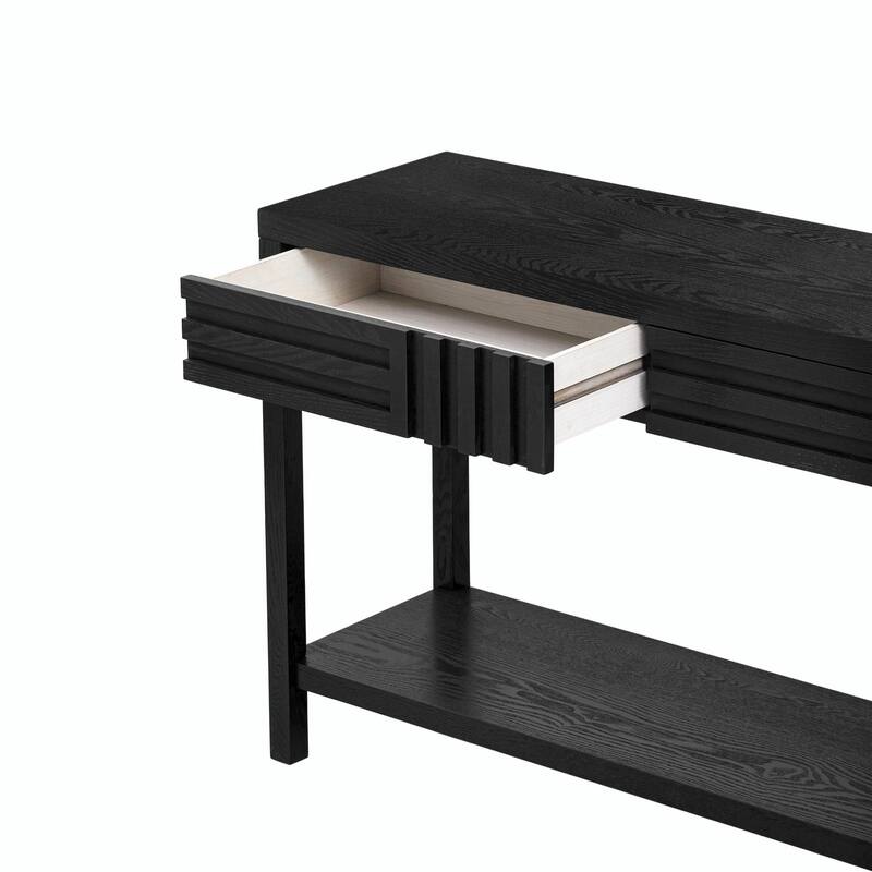 Modern Ash Veneer Console Table - Striped Design for a Stylish Touch