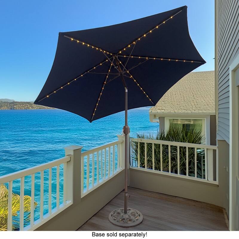 Tropishade 9ft Alum Bronze, Lighted Umbrella with Navy Polyester cover