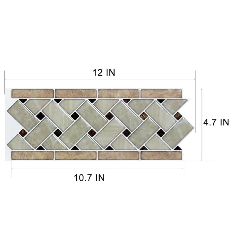 Art3d Peel and Stick Tile 12.4"x5" Waist Line Mosaic Tiles (10-Pack)