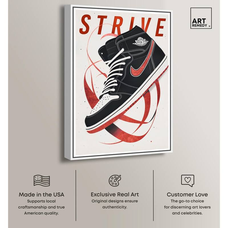 Red Ribbon Sneaker Canvas by Art Remedy