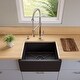 preview thumbnail 3 of 9, 24" Black Matte Reversible Smooth / Fluted Single Bowl Fireclay Farm Sink