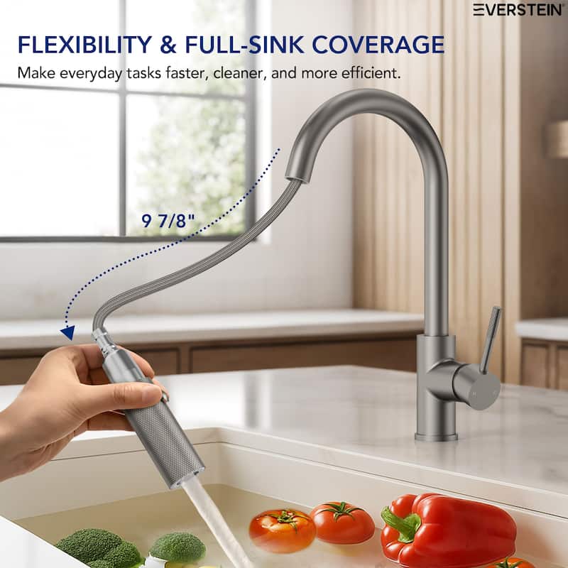 Single-Handle Pull-Down Sprayer Kitchen Faucet with 360° Spout Swivel