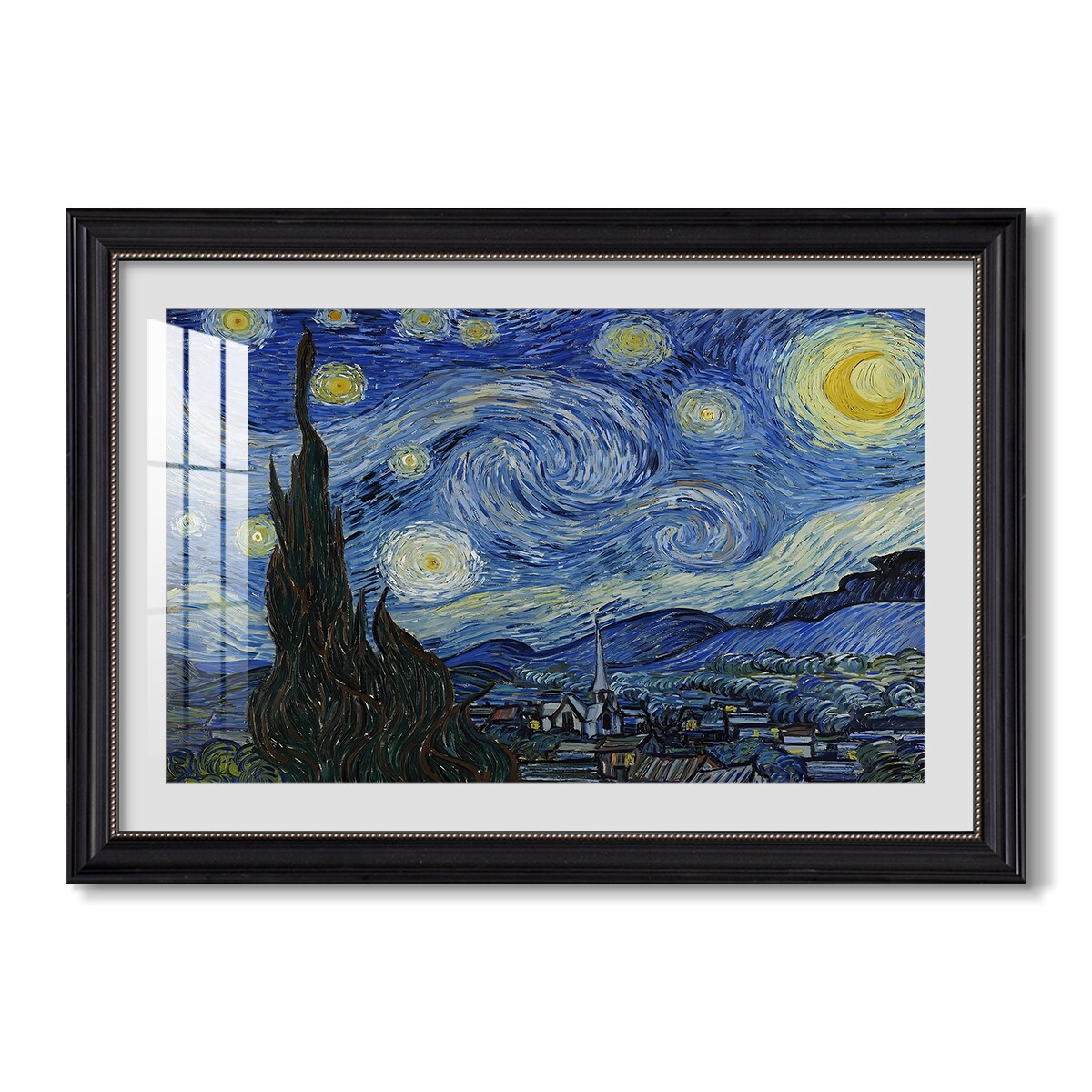The Starry Night 1889-Vincent van Gogh-Custom Framed Print