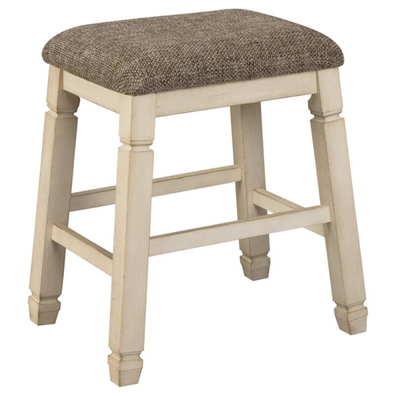 Bolanburg Farmhouse 24" Counter Height Upholstered Barstool, 2 Count, Whitewash - Antique White