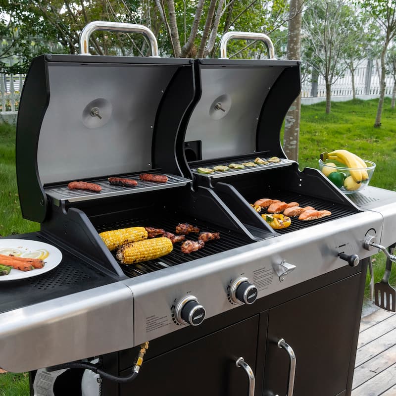 Royal Gourmet 2-Burner Gas and Charcoal Combo Grill with Cover, black