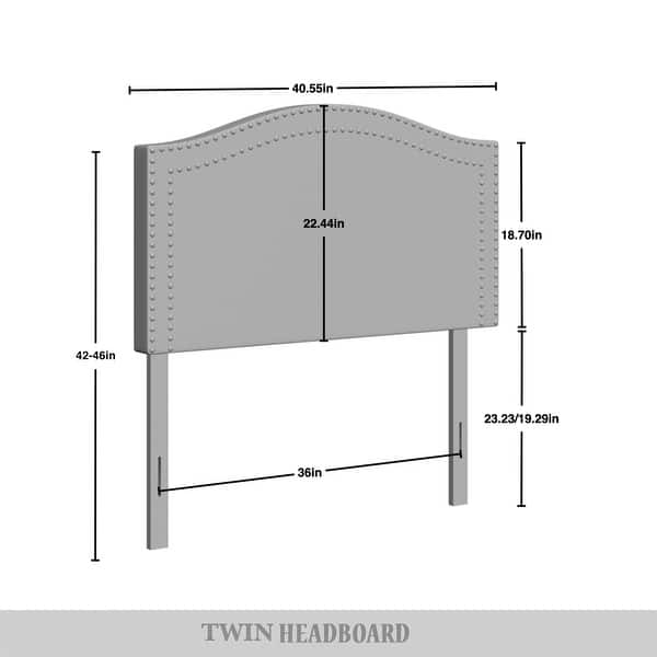 dimension image slide 1 of 4, CraftPorch Velvet Nailhead Trim Upholstered Adjustable Headboard