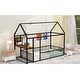 preview thumbnail 17 of 16, Twin Metal House Bed Frame with Built-In Desk Shelves USB Ports and Power Outlets, Space Saving Study