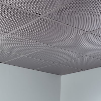 FASÄDE Square Decorative Vinyl 2ft x 2ft Lay in Ceiling Panel in Argent Silver (5 Pack)