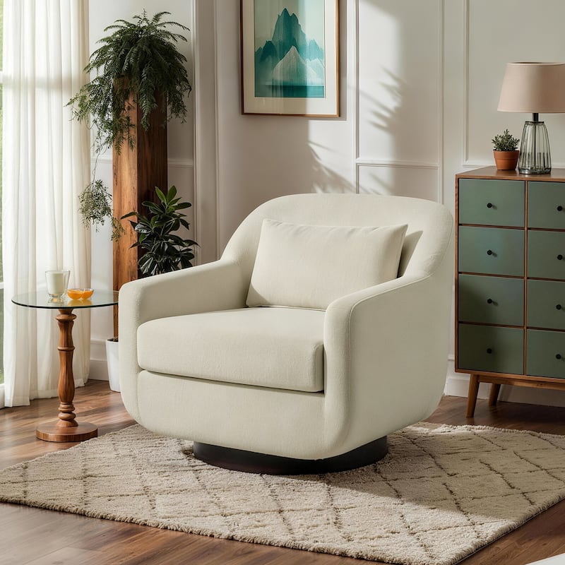 Miles Chenille Scandinavian Swivel Lounge Armchair