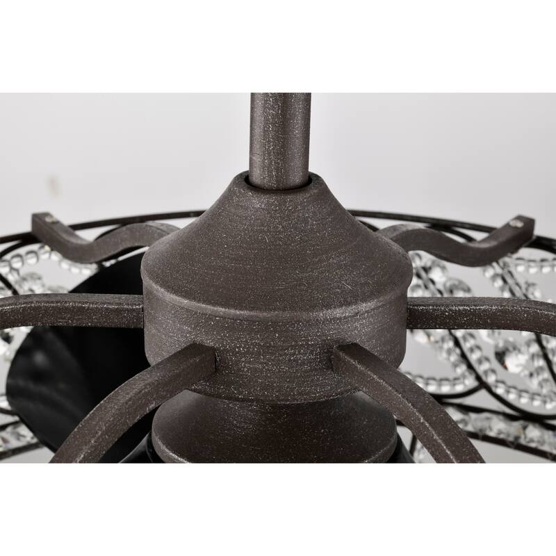 Sandi 24 Inch Glam Crystal Fandelier 6 Light with Remote