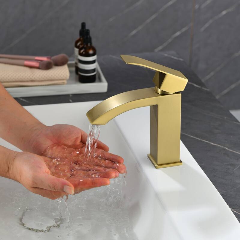 Single Handle Deck Mount Bathroom Faucet - Gold