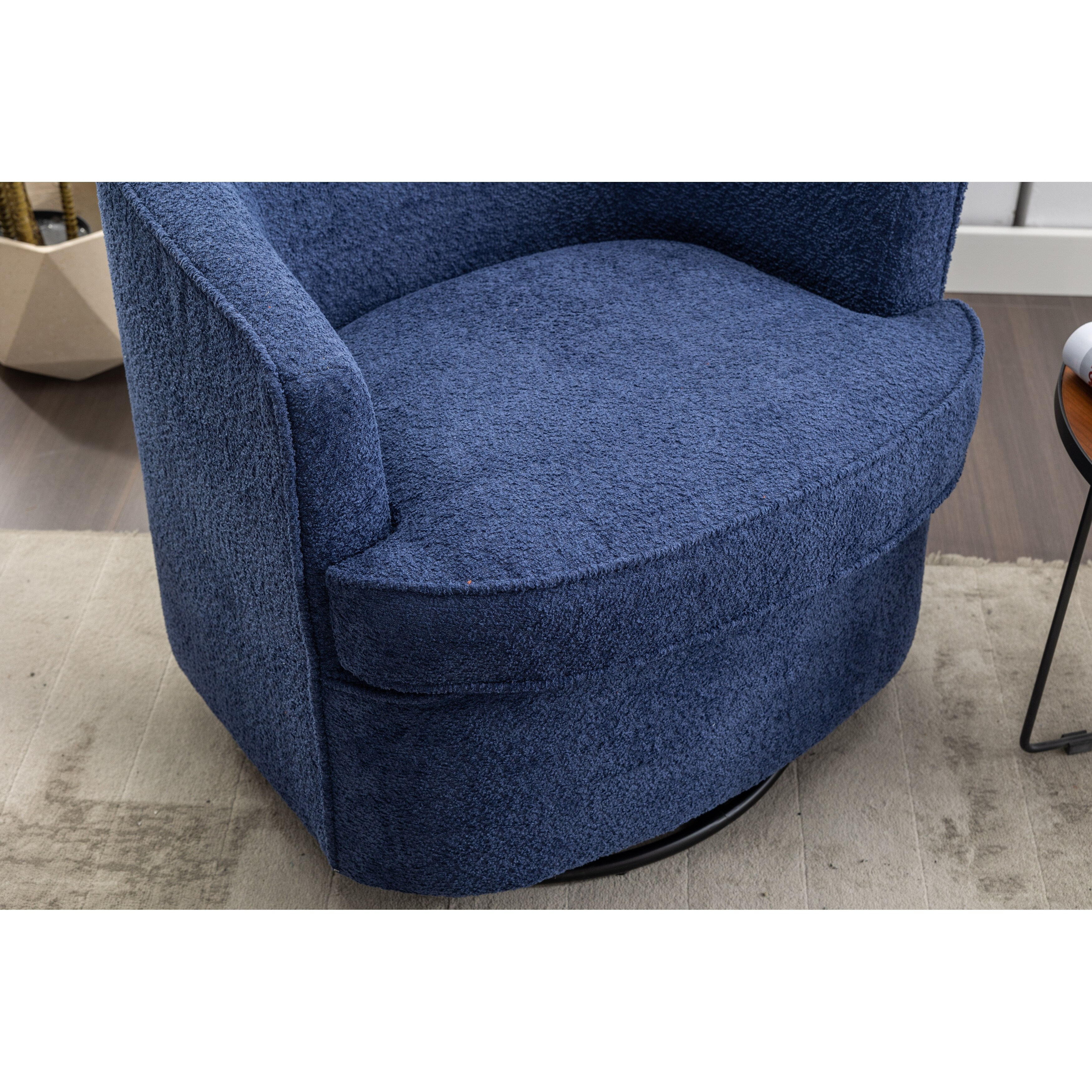 Navy blue new arrivals swivel barrel chair