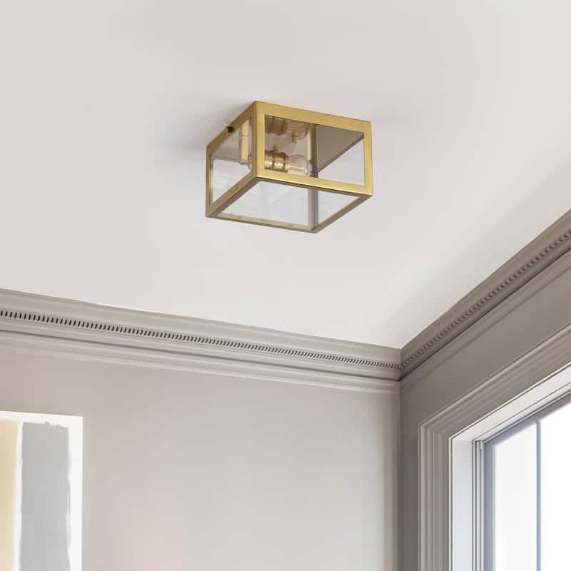 Alma 12" Metal/Glass LED Flush Mount, by JONATHAN Y