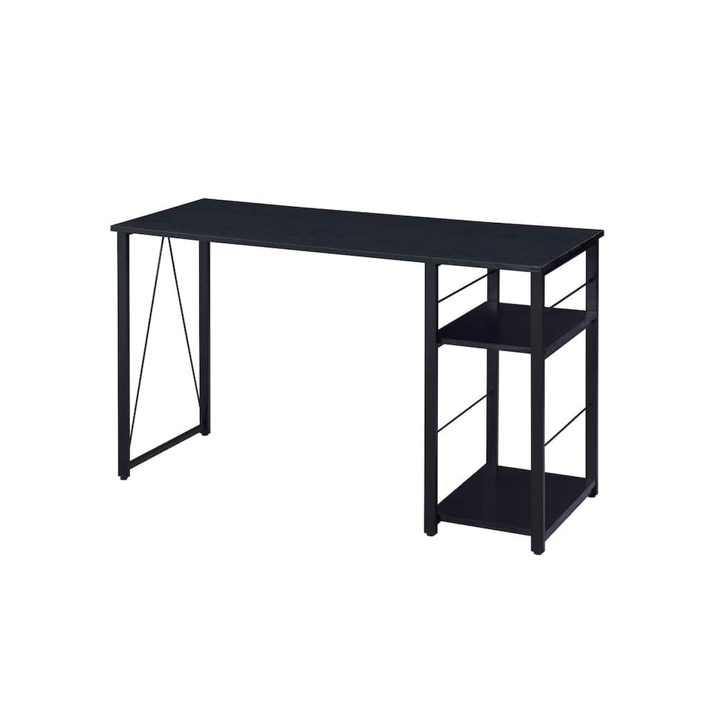 Writing Desk Black Finish - Home Office Computer Desk with Storage Shelves