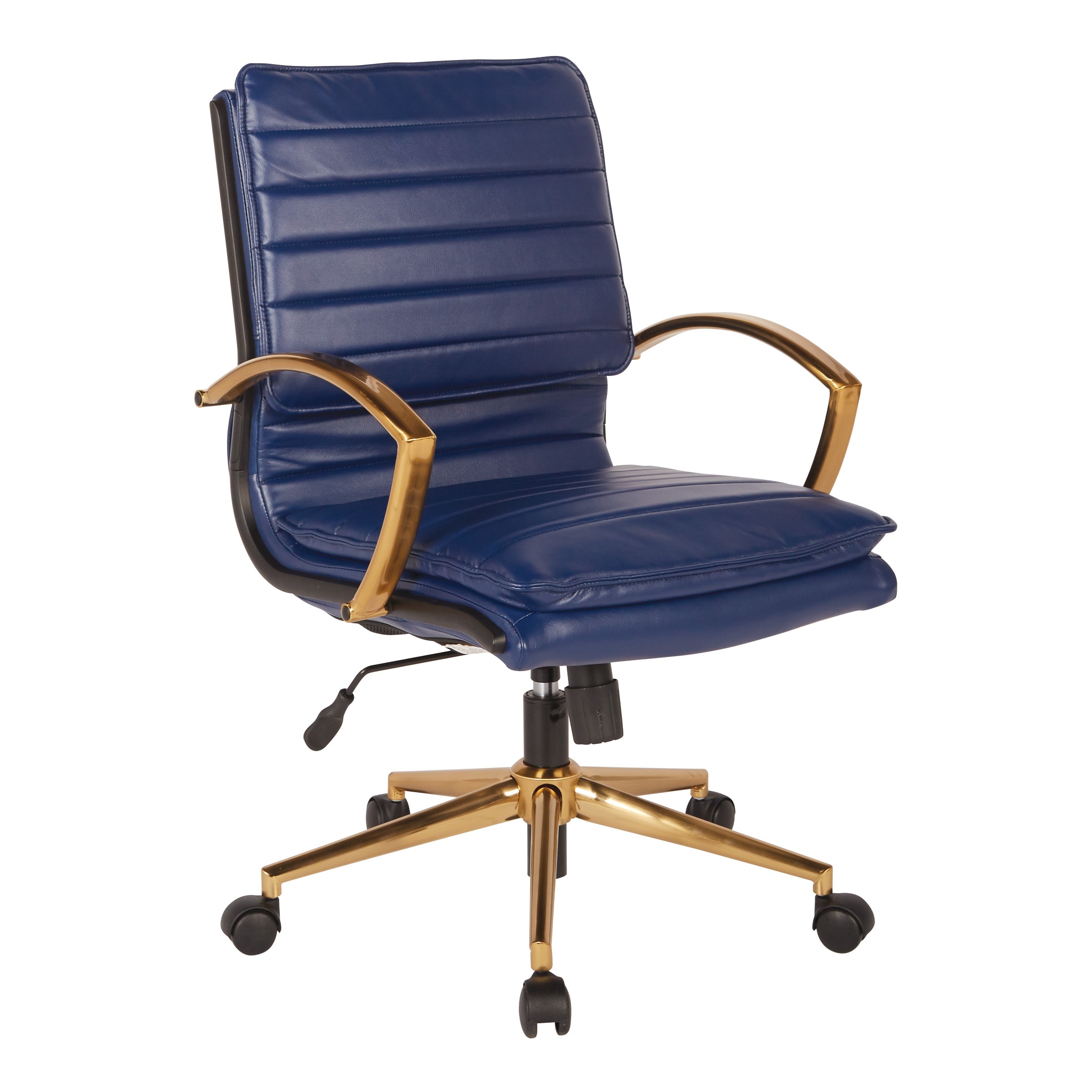 Office Star Products OSP Home Furnishings Gold Base Mid-back Faux Leather Office Chair