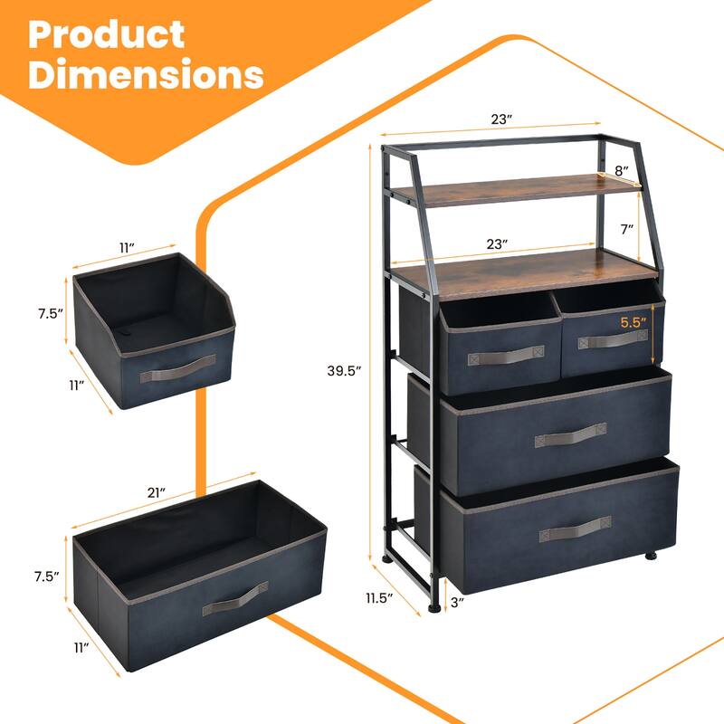 Costway 4-Drawer Dresser Organizer Closet Storage Cabinet with