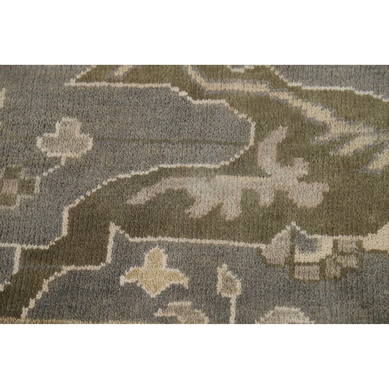 Transitional Gray Oushak Indian Area Rug Hand-Knotted Wool Carpet - 8'1" x 9'9"