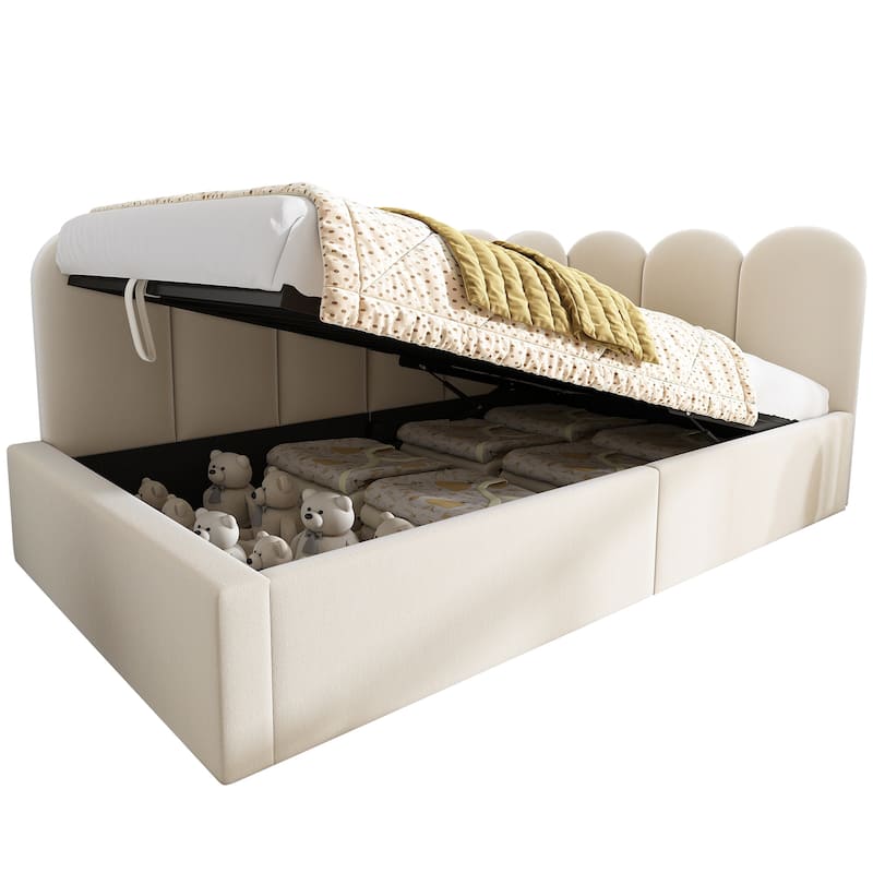Roomfitters Upholstered Twin Size Ottoman Daybed with Storage, Sofa Bed with Metal Slat Frame, Velvet